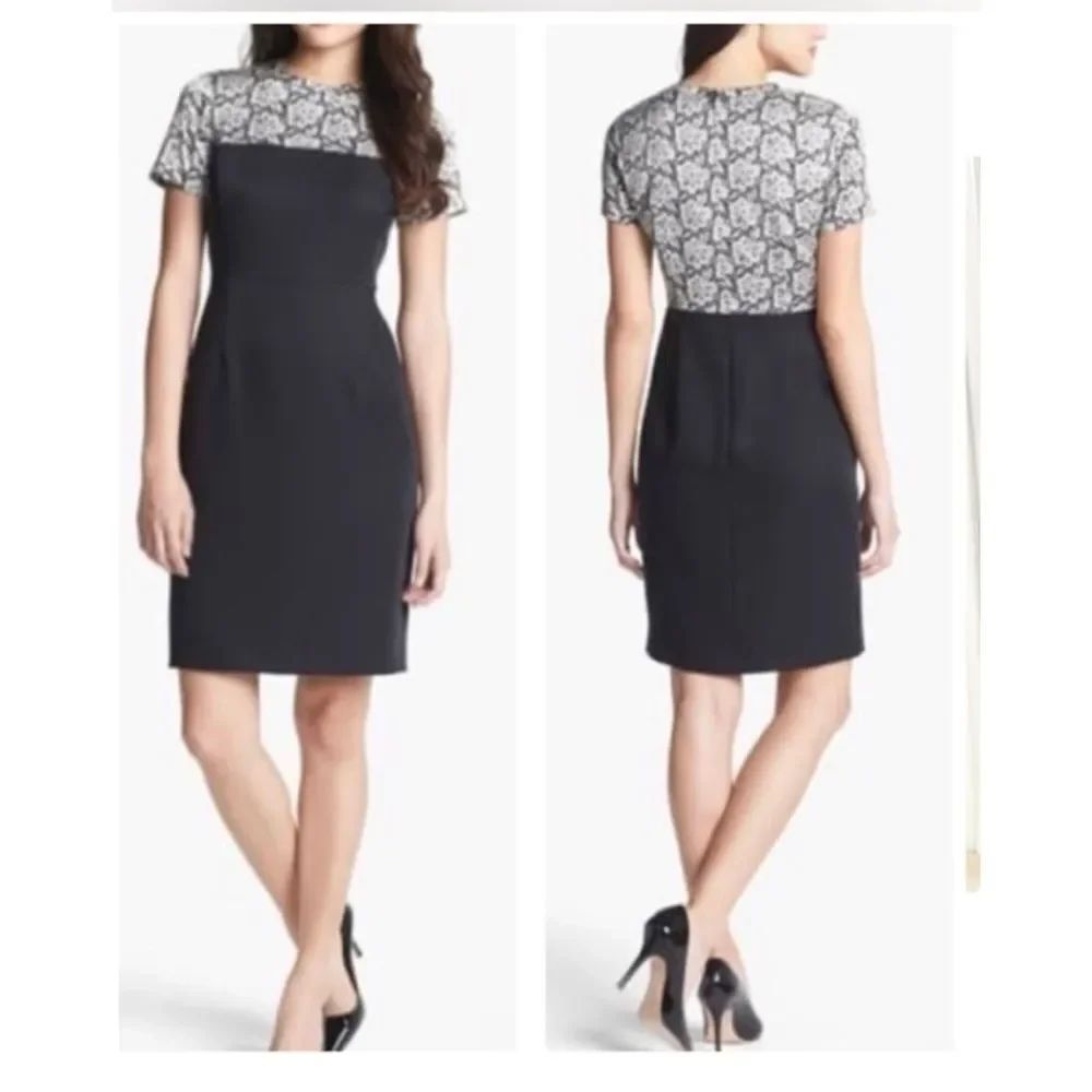 NWT Vince Camuto Black Floral Printed Sheath Dress Size 4